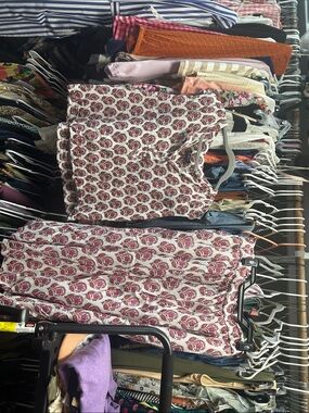 J. Crew White and Pink Paisley Midi Skirt
